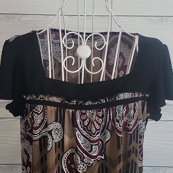 Perseption Concept short sleeved casual top - multicolored Women's Size L - Picture 2 of 10